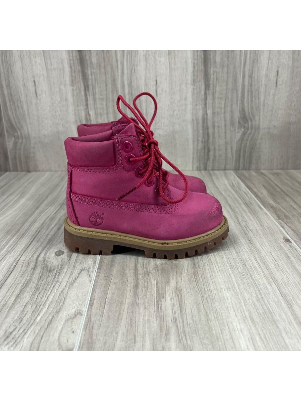 Timberland Boots Girls Toddler 6 Pink Nubuck Leather Lace Up Shoes